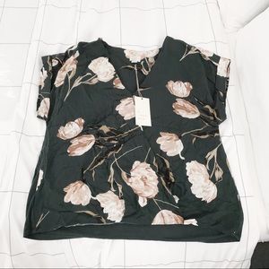 NEW Green Floral Wrap Blouse